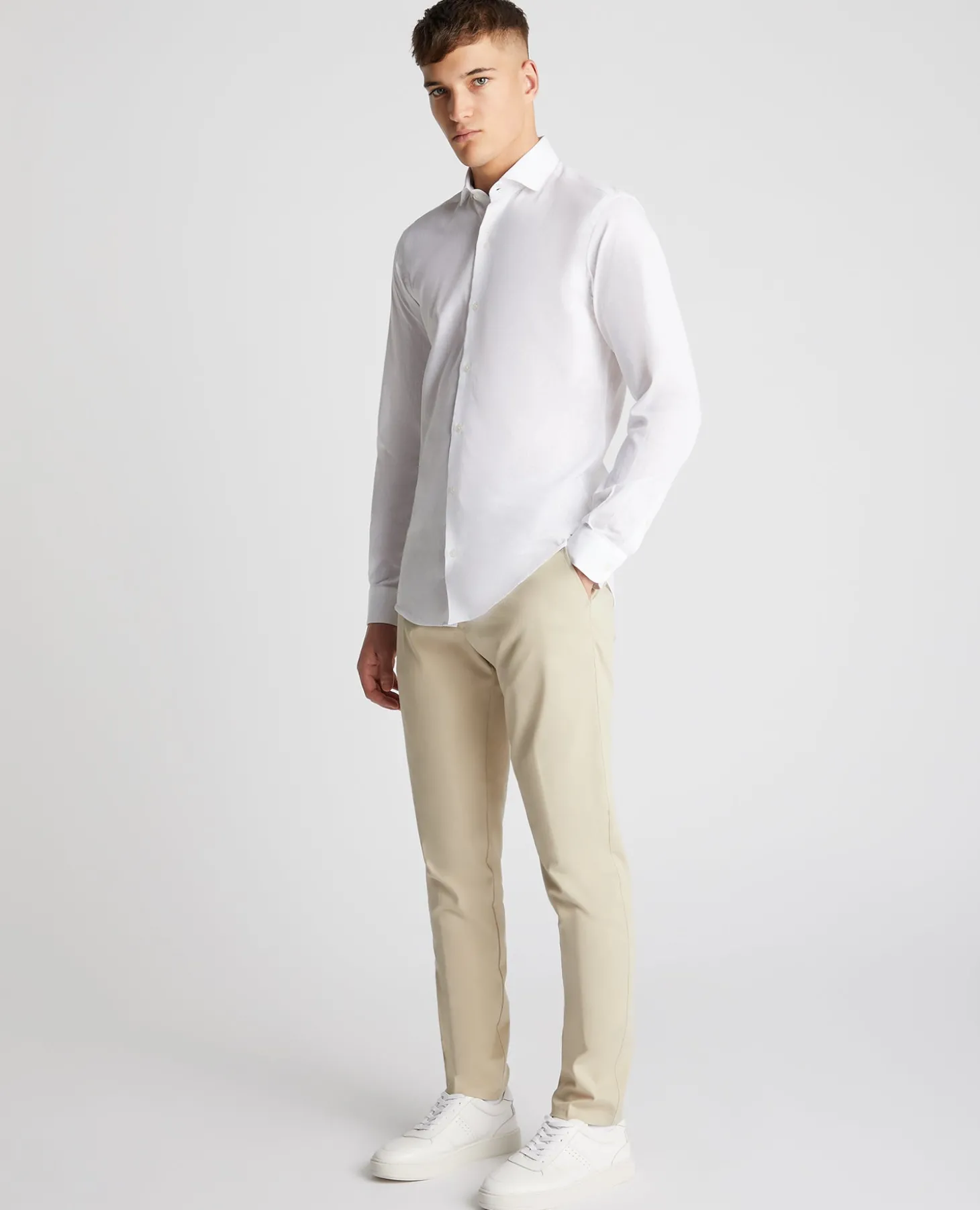 Tapered Fit Linen-Blend Shirt