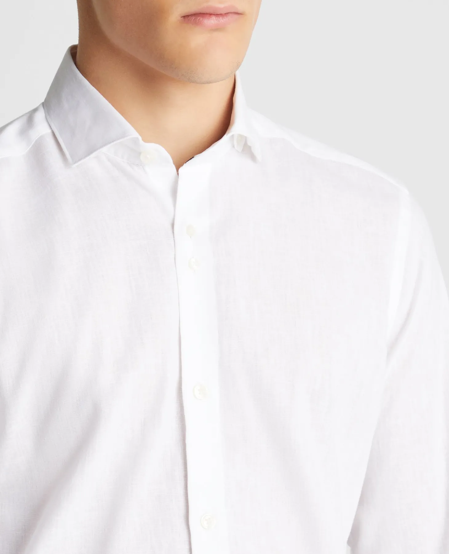 Tapered Fit Linen-Blend Shirt