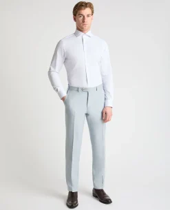 Tapered Fit Linen-Blend Suit Trousers