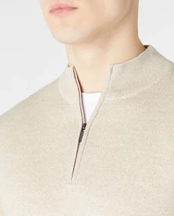 Tapered Fit Merino Wool Half Zip Sweater