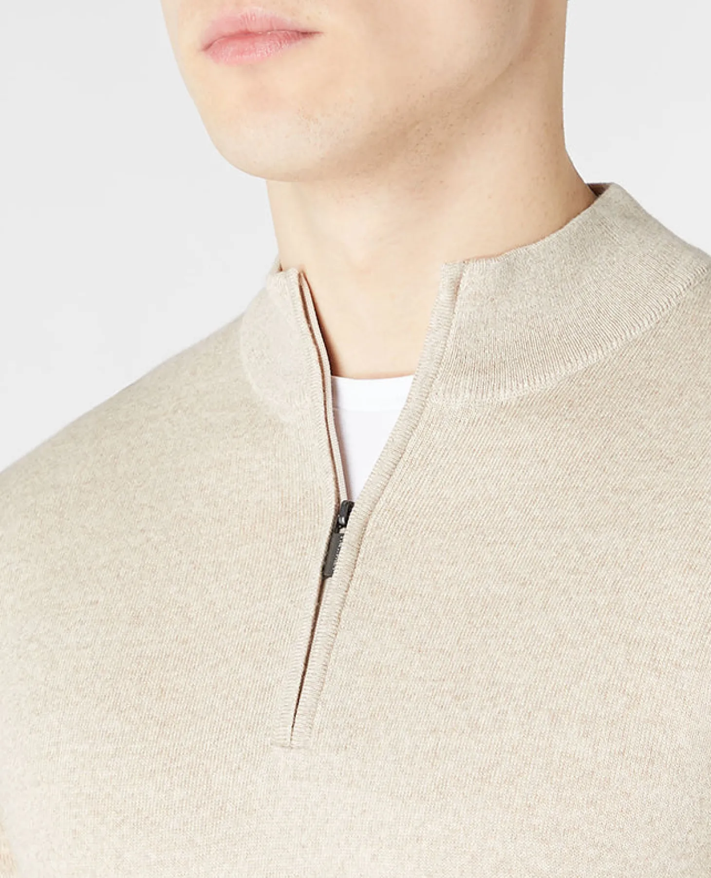 Tapered Fit Merino Wool Half Zip Sweater