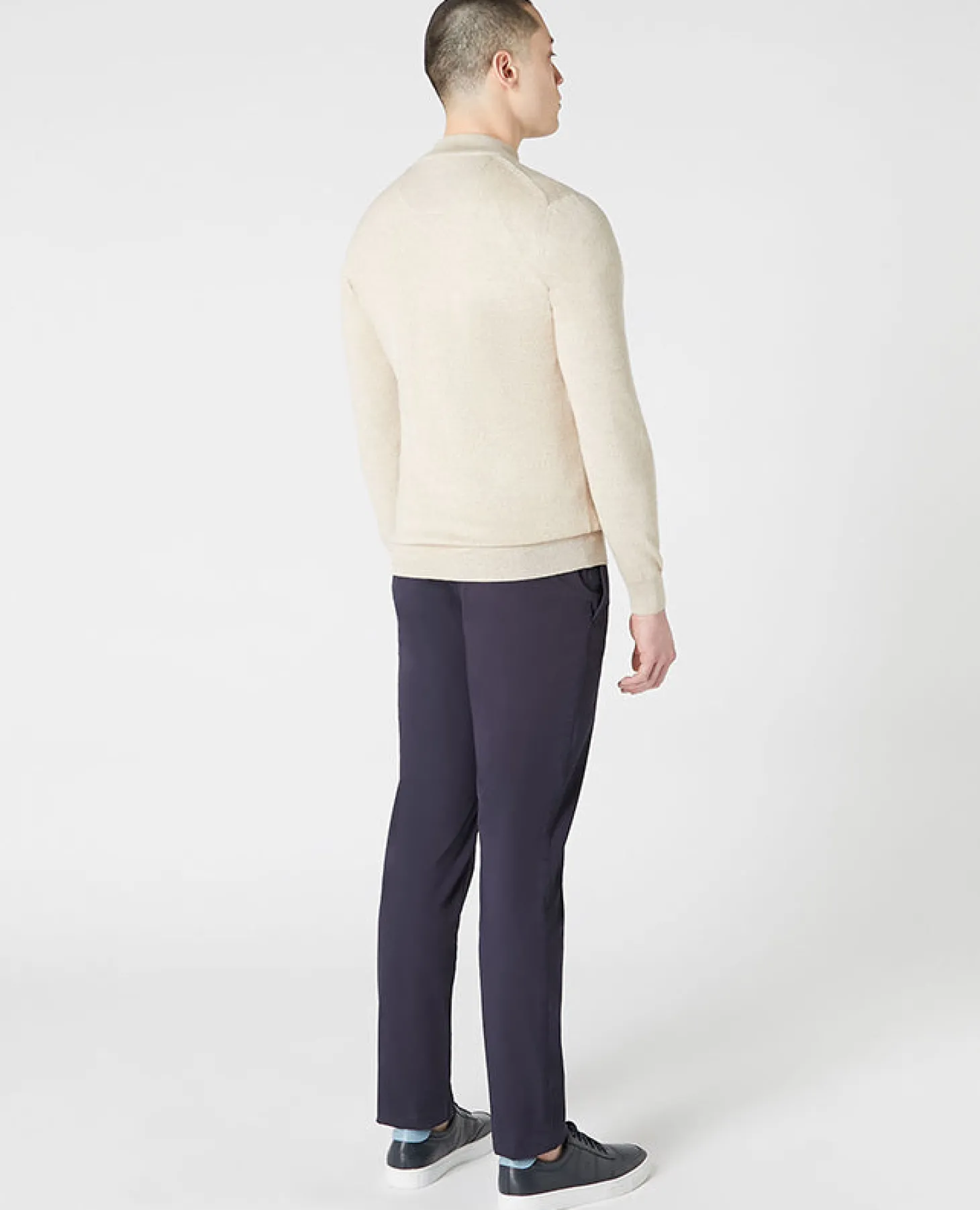 Tapered Fit Merino Wool Half Zip Sweater
