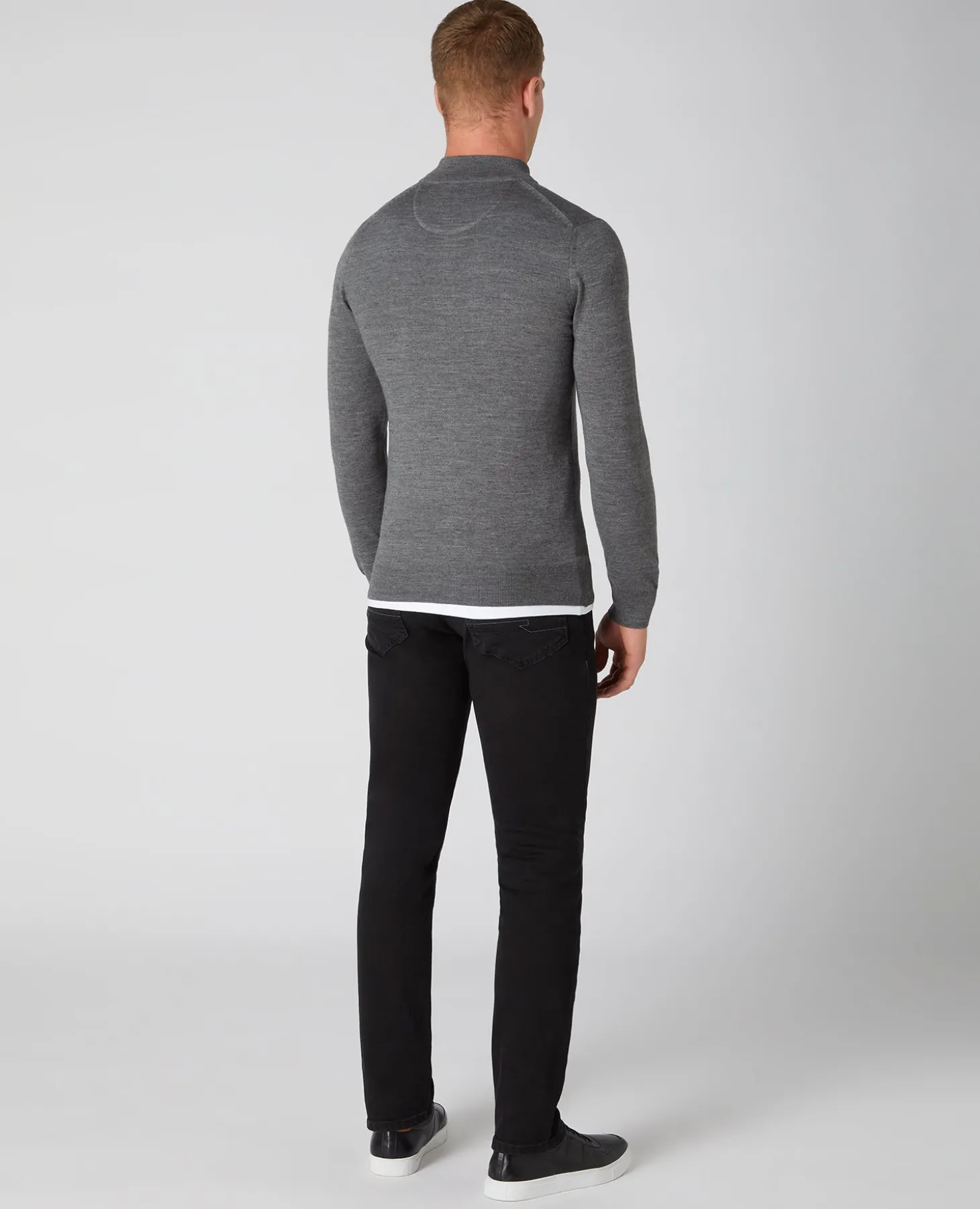 Tapered Fit Merino Wool-Blend Half Zip Sweater