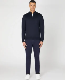 Tapered Fit Merino Wool-Blend Half Zip Sweater