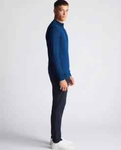 Tapered Fit Merino Wool-Blend Half Zip Sweater