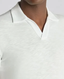 Tapered Fit Open Collar Cotton Polo