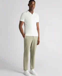 Tapered Fit Open Collar Cotton Polo