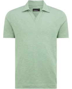 Tapered Fit Open Collar Cotton Polo