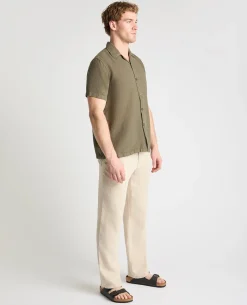 Tapered Fit Short Sleeve Linen Shirt