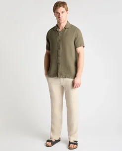 Tapered Fit Short Sleeve Linen Shirt