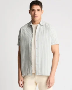 Tapered Fit Stripe Cotton Blend Shirt