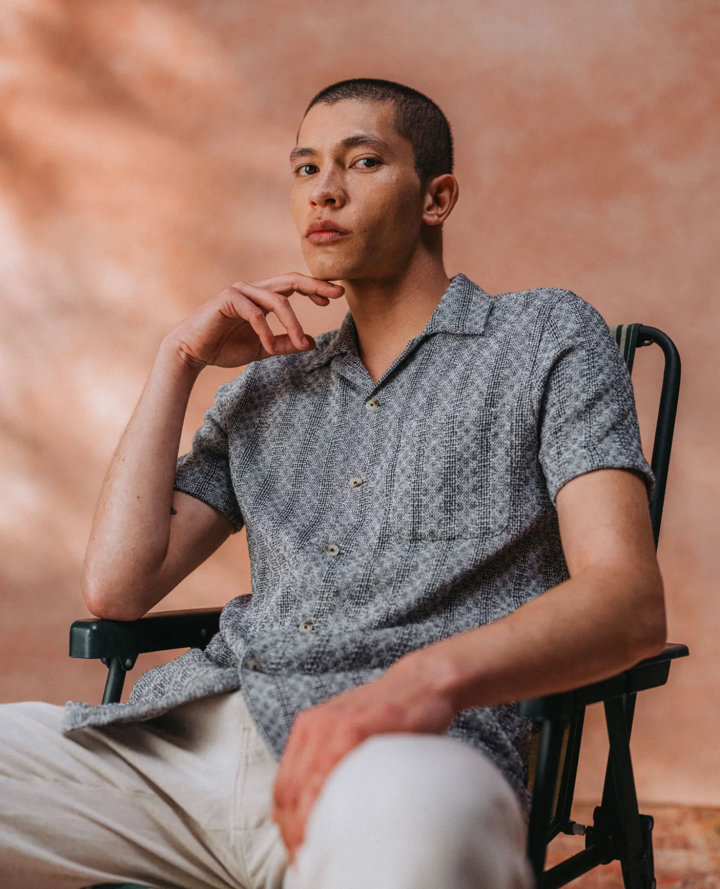 Tapered Fit Two-Tone Textured Shirt