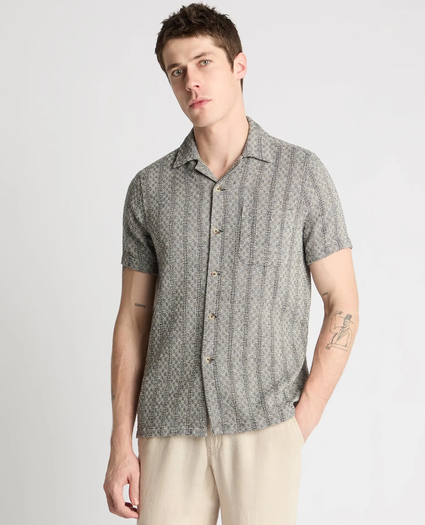 Tapered Fit Two-Tone Textured Shirt