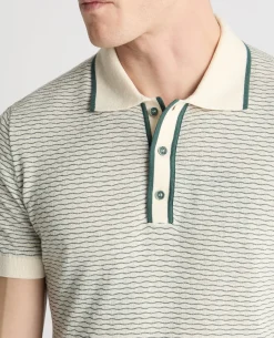 Wave Print Knit Polo