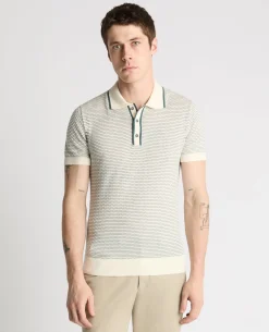 Wave Print Knit Polo