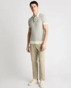 Wave Print Knit Polo