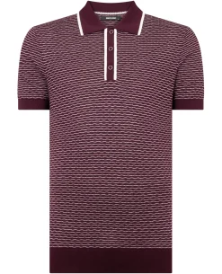 Wave Print Knit Polo