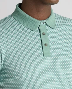 Weave Design Stretch Polo Shirt