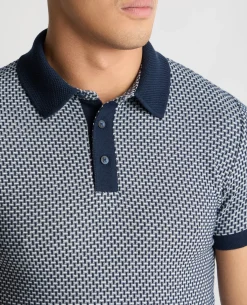 Weave Design Stretch Polo Shirt