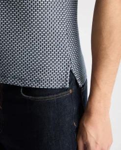 Weave Design Stretch Polo Shirt