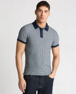 Weave Design Stretch Polo Shirt