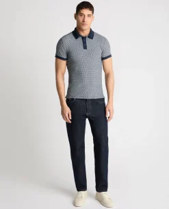 Weave Design Stretch Polo Shirt