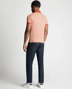 Weave Design Stretch Polo Shirt