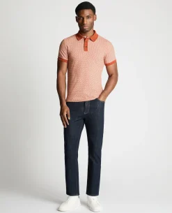 Weave Design Stretch Polo Shirt